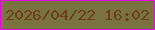 文字の大きさ：3、枠の色：e307e2、背景の色：7a7340、文字の色：6a3f1c 無料ブログパーツのブログ時計