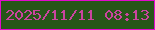 文字の大きさ：5、枠の色：e309ce、背景の色：275619、文字の色：cc449f 無料ブログパーツのブログ時計