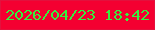 文字の大きさ：3、枠の色：e3113d、背景の色：f40031、文字の色：36ef3e 無料ブログパーツのブログ時計
