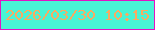 文字の大きさ：4、枠の色：e313c4、背景の色：49f4d5、文字の色：fbaa61 無料ブログパーツのブログ時計