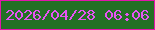 文字の大きさ：5、枠の色：e315ac、背景の色：237025、文字の色：e754f4 無料ブログパーツのブログ時計
