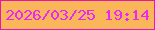 文字の大きさ：1、枠の色：e317b1、背景の色：f9b75a、文字の色：ee26f5 無料ブログパーツのブログ時計