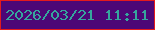 文字の大きさ：2、枠の色：e31a1c、背景の色：4c0776、文字の色：36a69d 無料ブログパーツのブログ時計