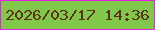 文字の大きさ：2、枠の色：e323e3、背景の色：7fc849、文字の色：603205 無料ブログパーツのブログ時計
