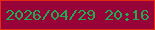 文字の大きさ：5、枠の色：e32c11、背景の色：970239、文字の色：21ab51 無料ブログパーツのブログ時計