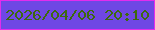 文字の大きさ：2、枠の色：e32ced、背景の色：6f47e4、文字の色：3d690d 無料ブログパーツのブログ時計