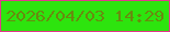 文字の大きさ：1、枠の色：e3378b、背景の色：2de40e、文字の色：688b0f 無料ブログパーツのブログ時計