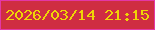 文字の大きさ：3、枠の色：e337a6、背景の色：cf2d42、文字の色：efd506 無料ブログパーツのブログ時計