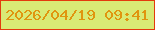 文字の大きさ：1、枠の色：e33b0d、背景の色：d9ea75、文字の色：e0950f 無料ブログパーツのブログ時計