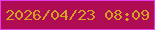 文字の大きさ：2、枠の色：e33bee、背景の色：b00c54、文字の色：d2a023 無料ブログパーツのブログ時計