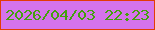 文字の大きさ：1、枠の色：e33c06、背景の色：d573ec、文字の色：44a00e 無料ブログパーツのブログ時計