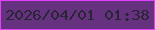 文字の大きさ：1、枠の色：e340fd、背景の色：66327f、文字の色：282534 無料ブログパーツのブログ時計