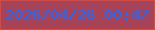 文字の大きさ：2、枠の色：e3462f、背景の色：a74358、文字の色：1d6cff 無料ブログパーツのブログ時計