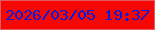 文字の大きさ：3、枠の色：e35a60、背景の色：f50803、文字の色：0c1bdb 無料ブログパーツのブログ時計