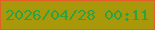 文字の大きさ：2、枠の色：e35e28、背景の色：a9980a、文字の色：30a13f 無料ブログパーツのブログ時計
