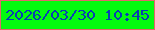 文字の大きさ：2、枠の色：e3666c、背景の色：03fb0f、文字の色：083fb4 無料ブログパーツのブログ時計