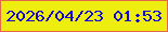 文字の大きさ：2、枠の色：e36749、背景の色：eded10、文字の色：1104d5 無料ブログパーツのブログ時計