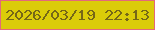 文字の大きさ：5、枠の色：e3697a、背景の色：dbcc09、文字の色：756717 無料ブログパーツのブログ時計