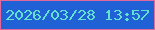 文字の大きさ：2、枠の色：e3699c、背景の色：2061d6、文字の色：63e2d3 無料ブログパーツのブログ時計
