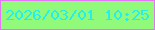 文字の大きさ：1、枠の色：e375f6、背景の色：91fa7b、文字の色：26eeec 無料ブログパーツのブログ時計
