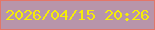 文字の大きさ：3、枠の色：e37669、背景の色：b895aa、文字の色：f5ec09 無料ブログパーツのブログ時計