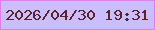 文字の大きさ：5、枠の色：e37bf0、背景の色：ccbefc、文字の色：59232c 無料ブログパーツのブログ時計