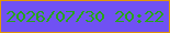 文字の大きさ：4、枠の色：e39705、背景の色：7051f3、文字の色：26a519 無料ブログパーツのブログ時計