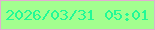 文字の大きさ：4、枠の色：e3add1、背景の色：a3ff8f、文字の色：22f996 無料ブログパーツのブログ時計