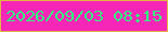 文字の大きさ：2、枠の色：e3b544、背景の色：f627b6、文字の色：33f080 無料ブログパーツのブログ時計