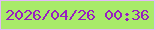 文字の大きさ：3、枠の色：e3baf9、背景の色：a8eb69、文字の色：981ec0 無料ブログパーツのブログ時計