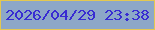文字の大きさ：1、枠の色：e3c851、背景の色：8da7c8、文字の色：382cd2 無料ブログパーツのブログ時計