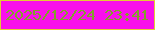 文字の大きさ：5、枠の色：e3cc35、背景の色：f910eb、文字の色：82a12a 無料ブログパーツのブログ時計