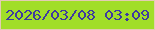 文字の大きさ：2、枠の色：e3ccb3、背景の色：a1de28、文字の色：3e3a9f 無料ブログパーツのブログ時計