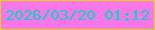 文字の大きさ：3、枠の色：e3d40c、背景の色：fa77ea、文字の色：03d7be 無料ブログパーツのブログ時計