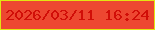 文字の大きさ：5、枠の色：e3e412、背景の色：ed4731、文字の色：d10e08 無料ブログパーツのブログ時計