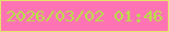 文字の大きさ：3、枠の色：e3e568、背景の色：ff72b3、文字の色：b6e442 無料ブログパーツのブログ時計