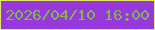 文字の大きさ：3、枠の色：e3e76c、背景の色：9638dc、文字の色：85b550 無料ブログパーツのブログ時計