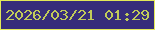 文字の大きさ：5、枠の色：e3e958、背景の色：372d7a、文字の色：c1cb59 無料ブログパーツのブログ時計