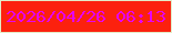 文字の大きさ：2、枠の色：e3ebc7、背景の色：fc210e、文字の色：e605f2 無料ブログパーツのブログ時計