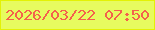 文字の大きさ：1、枠の色：e3f204、背景の色：e7fb5f、文字の色：f4614c 無料ブログパーツのブログ時計