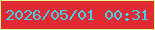 文字の大きさ：2、枠の色：e3fa96、背景の色：e22a32、文字の色：44ceeb 無料ブログパーツのブログ時計