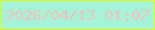 文字の大きさ：2、枠の色：e3fd06、背景の色：a4f5d7、文字の色：fbbcbc 無料ブログパーツのブログ時計