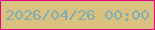 文字の大きさ：5、枠の色：e40484、背景の色：dac180、文字の色：7eaeb3 無料ブログパーツのブログ時計