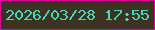 文字の大きさ：2、枠の色：e404a4、背景の色：3d3222、文字の色：41dbbb 無料ブログパーツのブログ時計