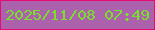 文字の大きさ：4、枠の色：e40b73、背景の色：ab61ac、文字の色：78e02b 無料ブログパーツのブログ時計