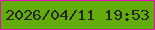 文字の大きさ：1、枠の色：e40eb8、背景の色：62ad0b、文字の色：252228 無料ブログパーツのブログ時計