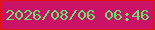 文字の大きさ：5、枠の色：e4130a、背景の色：ca1267、文字の色：64e56a 無料ブログパーツのブログ時計