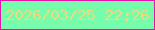文字の大きさ：4、枠の色：e414a9、背景の色：76fcaa、文字の色：eddb80 無料ブログパーツのブログ時計