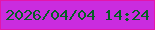 文字の大きさ：2、枠の色：e415ab、背景の色：ca2cdf、文字の色：065f26 無料ブログパーツのブログ時計