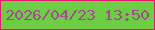 文字の大きさ：5、枠の色：e41970、背景の色：6dcd45、文字の色：a34a91 無料ブログパーツのブログ時計